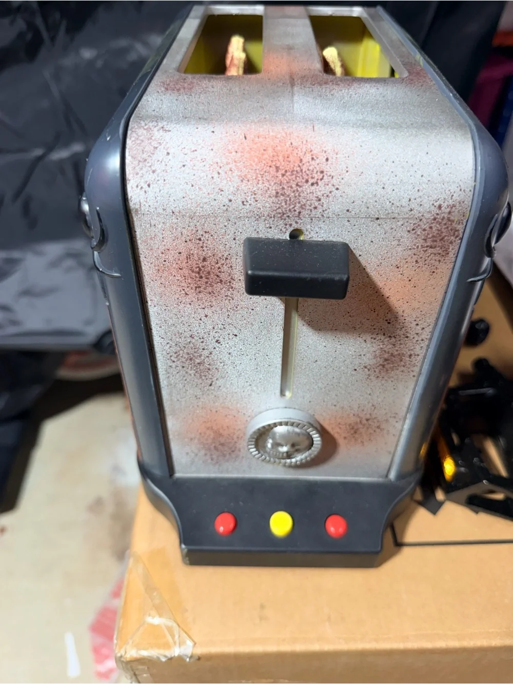 Tekky Design Slice of Terror Haunted Toaster Animated Skeleton Halloween Prop